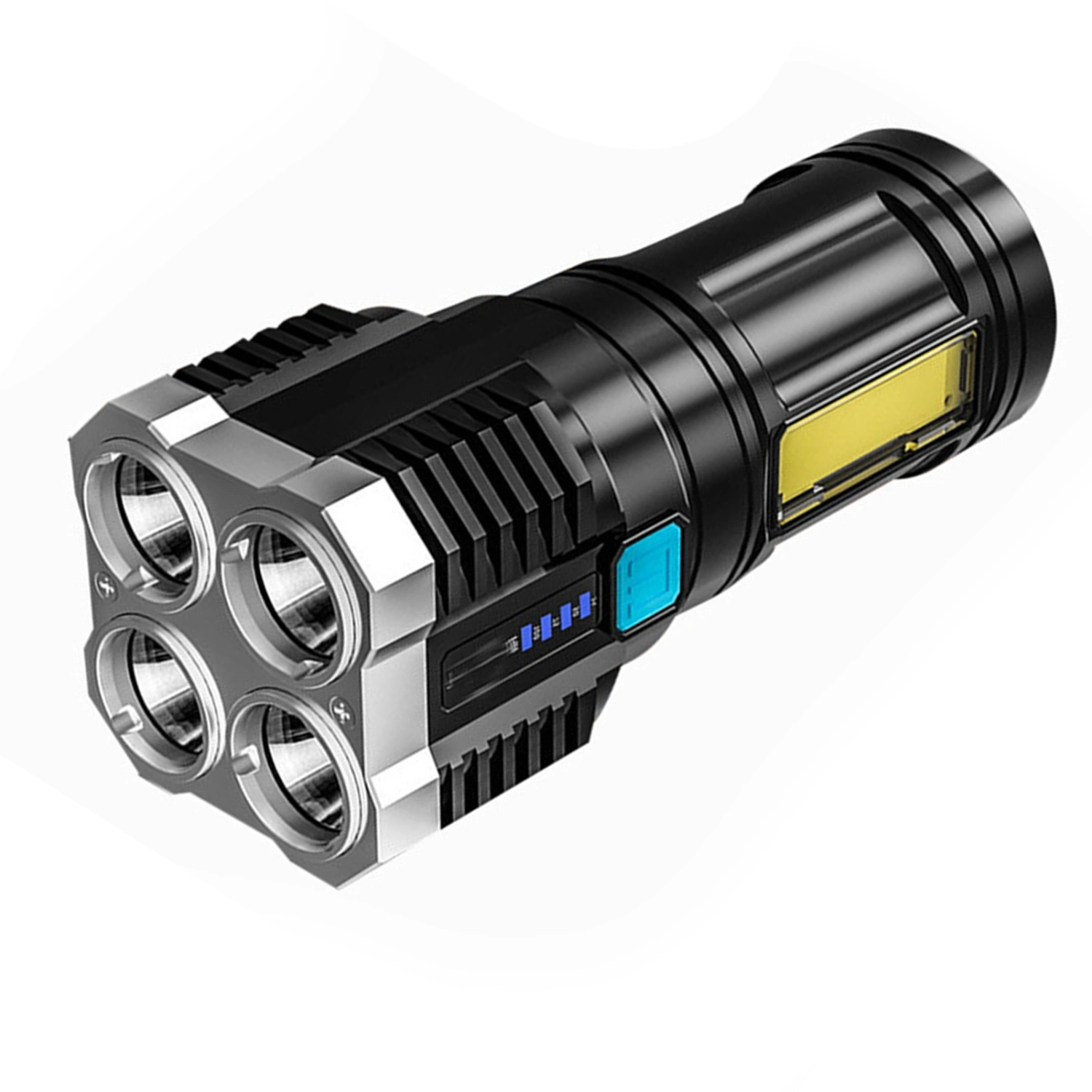 LED Outdoor Flashlight Portable USB Rechargeable Super Bright Torch Quad Core for Fishing Hiking Emergencies 1PC
