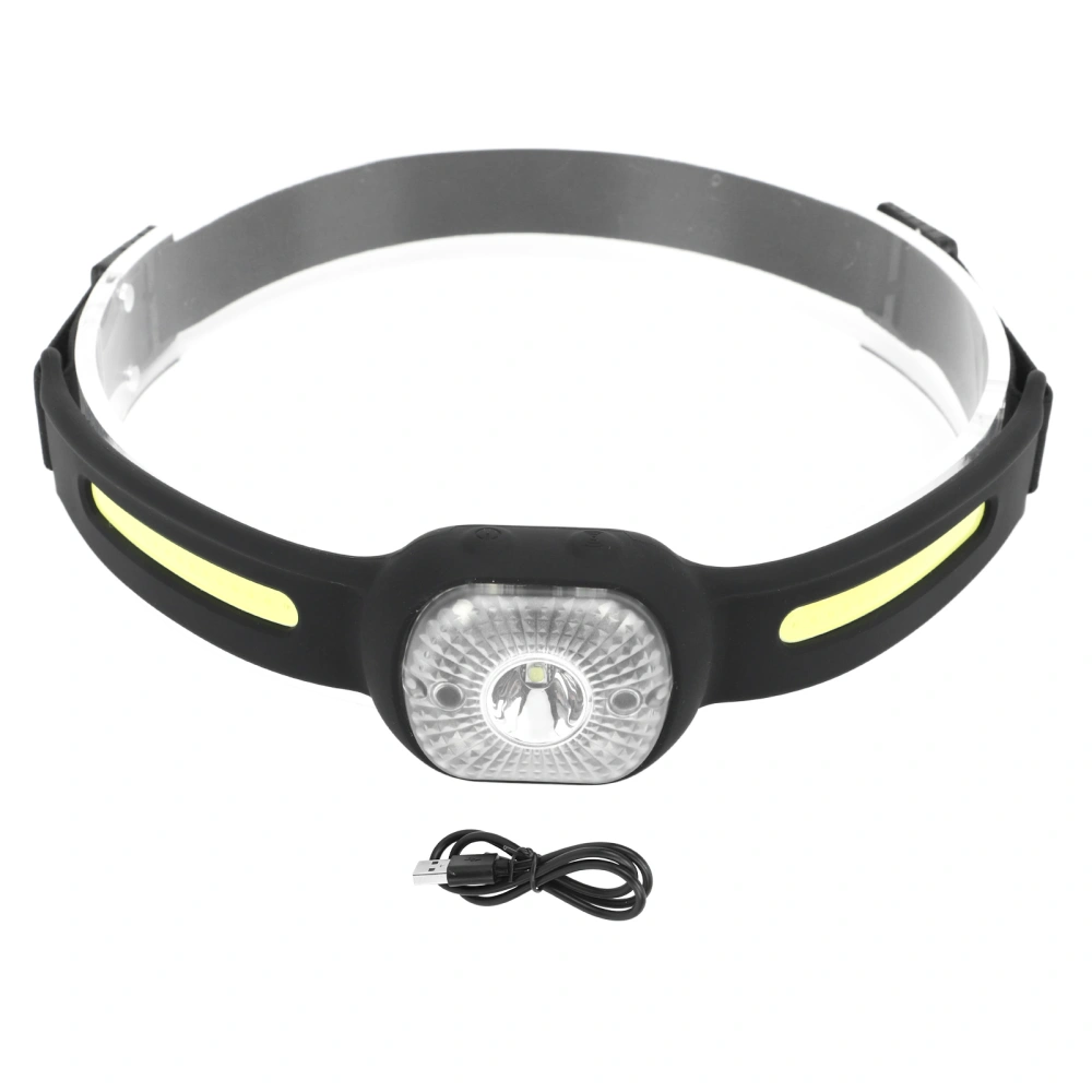 Silicone Headlamp Adjustable Light USB Charging COB Sensing Lamp for Outdoor Running Fishing