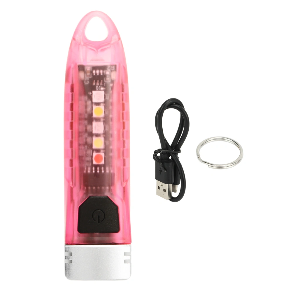 Portable Mini Keychain LED Light Torch Rechargeable IPX6 Type C Small Outdoor Keyring Flashlight 400LM Transparent Pink