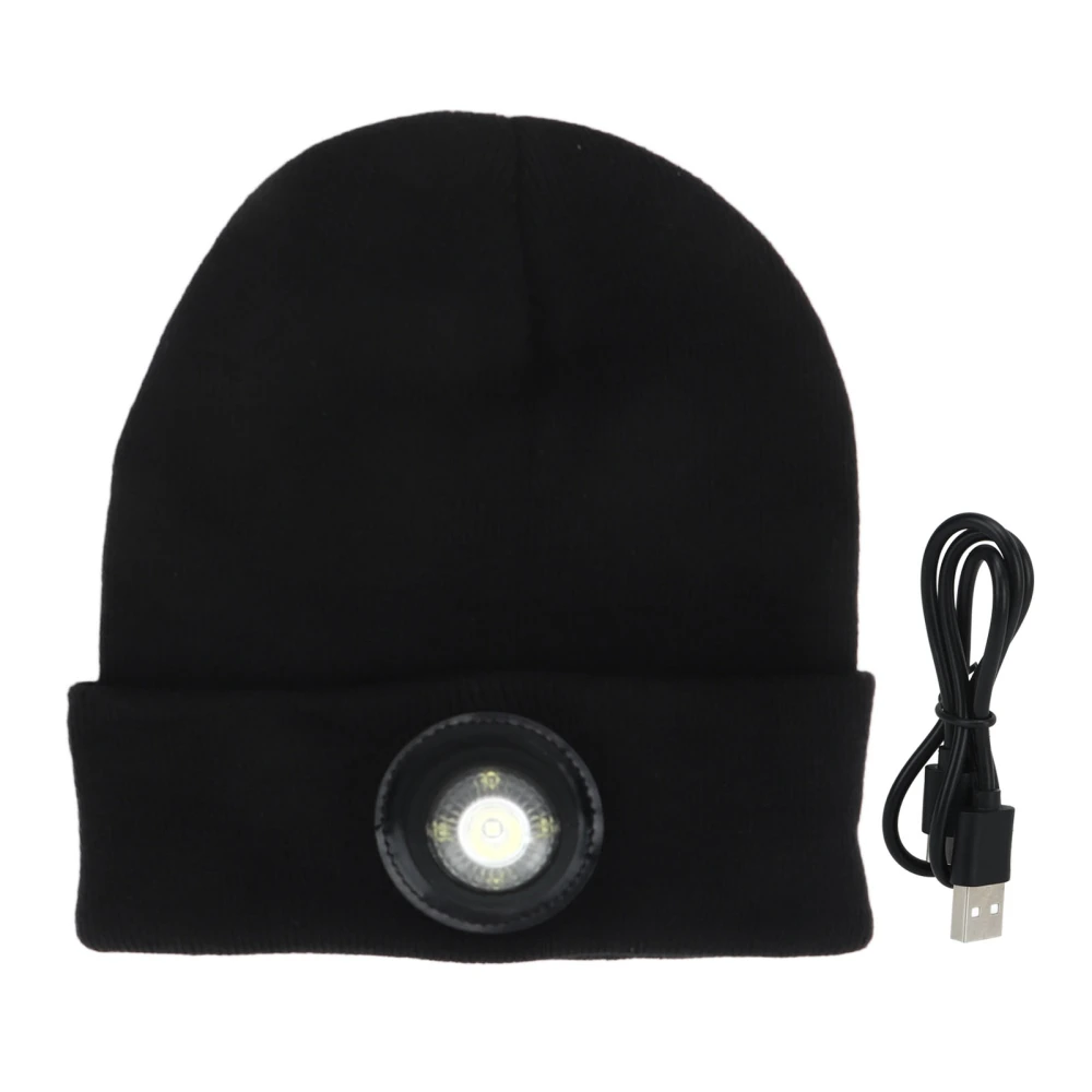 Knitted Hat with LED Light 5V 1A USB Charging Outdoor Activities Warm Wool Silicone 4 Working Gears