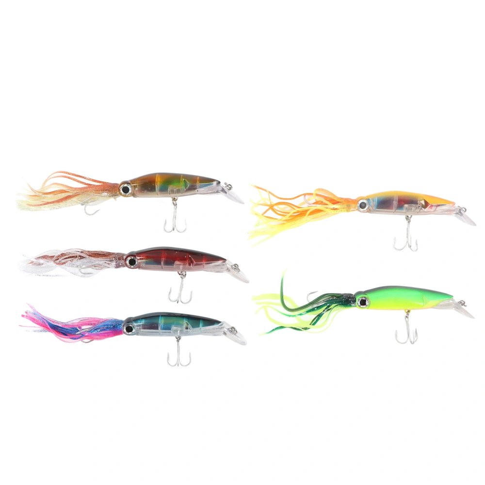 5pcs Lifelike Octopus Bait Portable Colorful Squid Hard Fishing Lures Swimbait for Saltwater Freshwater