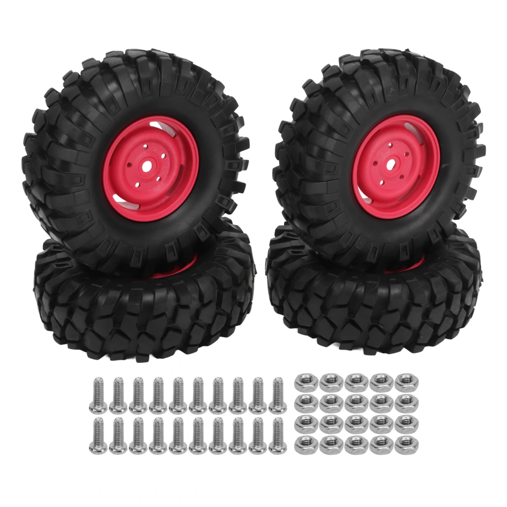 4PCS RC Off Road Vehicle Tires 1.9 Inch Universal Rubber RC Wheels and Tires for RC Off Road Vehicle Climbing Car Red