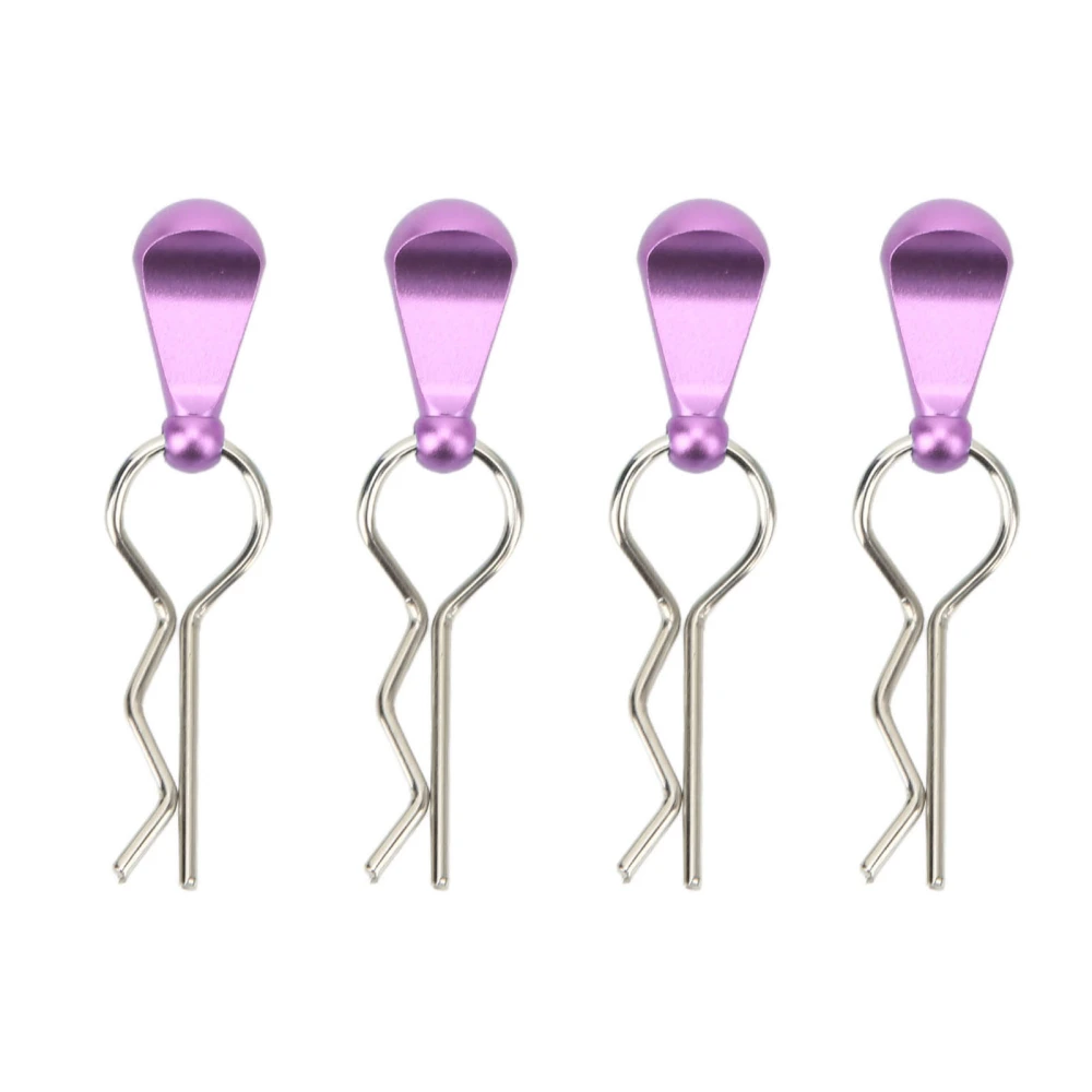 4Pcs Metal RC Car Body Clips with Pull Tabs for 1/8 1/10 Remote Control Car Upgrade Parts Purple