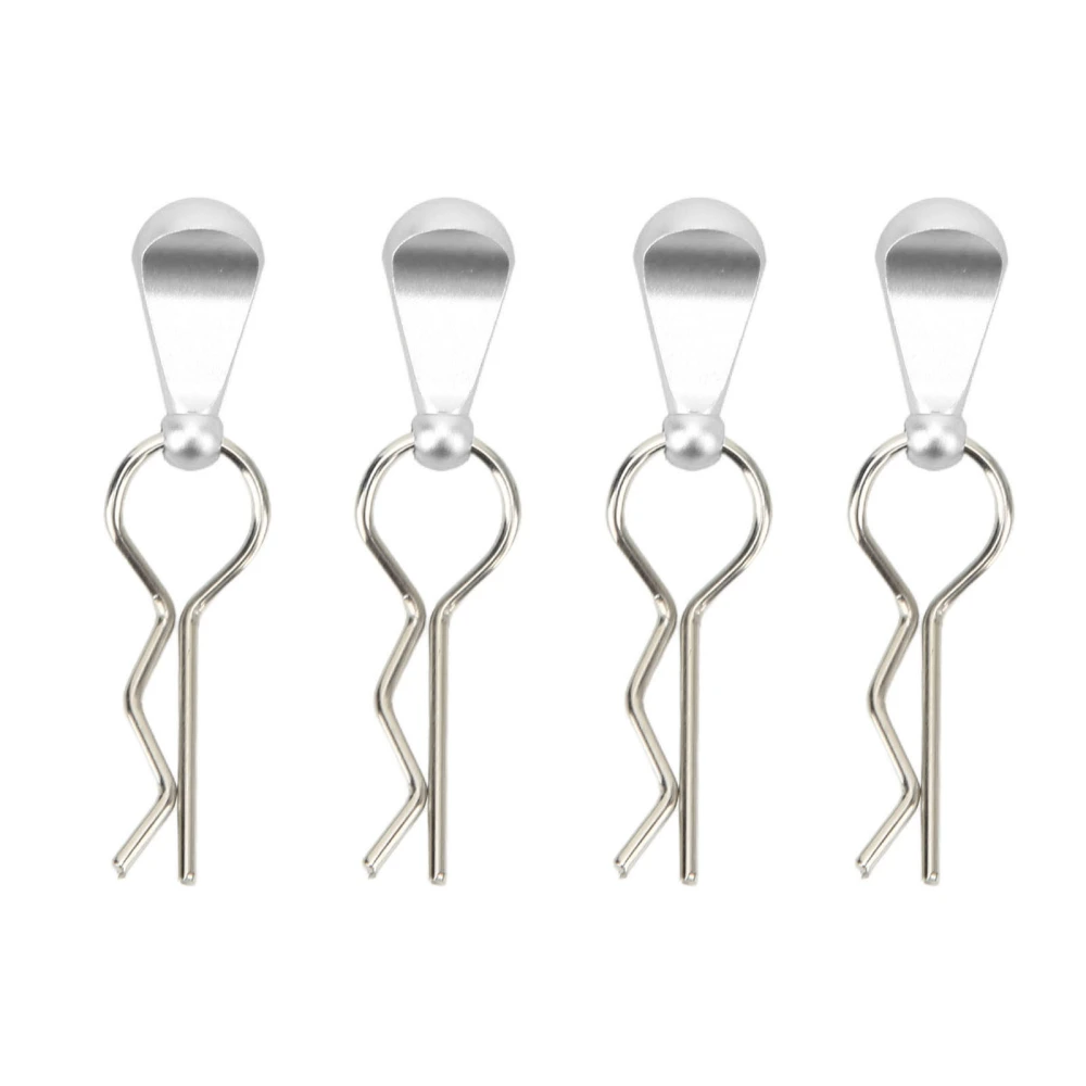 4Pcs Metal RC Car Body Clips with Pull Tabs for 1/8 1/10 Remote Control Car Upgrade Parts Silver