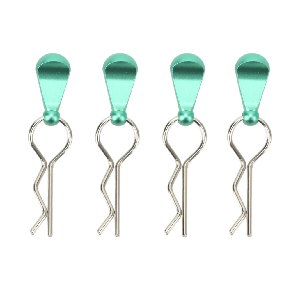 4Pcs Metal RC Car Body Clips with Pull Tabs for 1/8 1/10 Remote Control Car Upgrade Parts Green