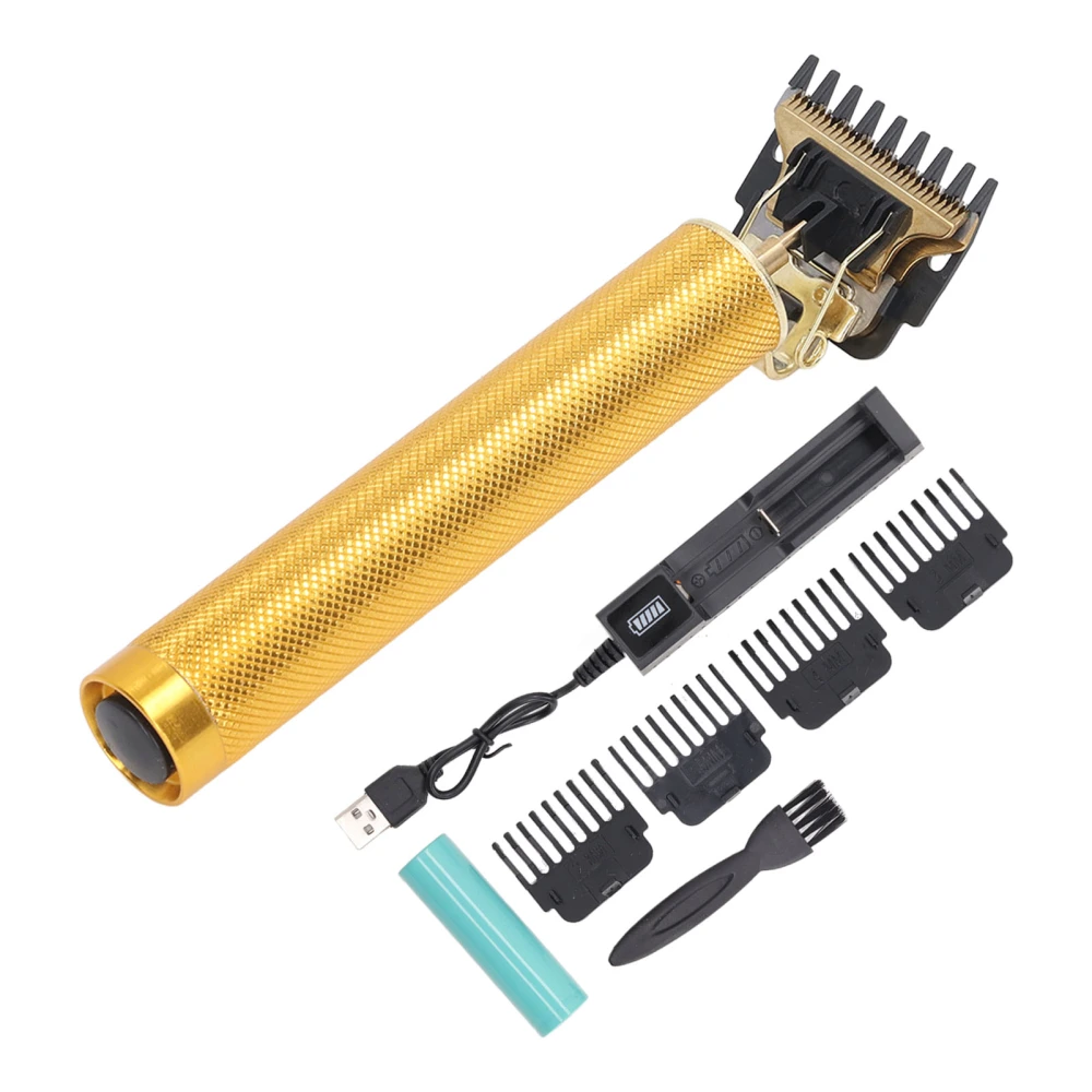 Professional Cordless Hair Trimmer T Blade Aluminium Alloy Rechargeable Hair Grooming Hair Clipper Golden