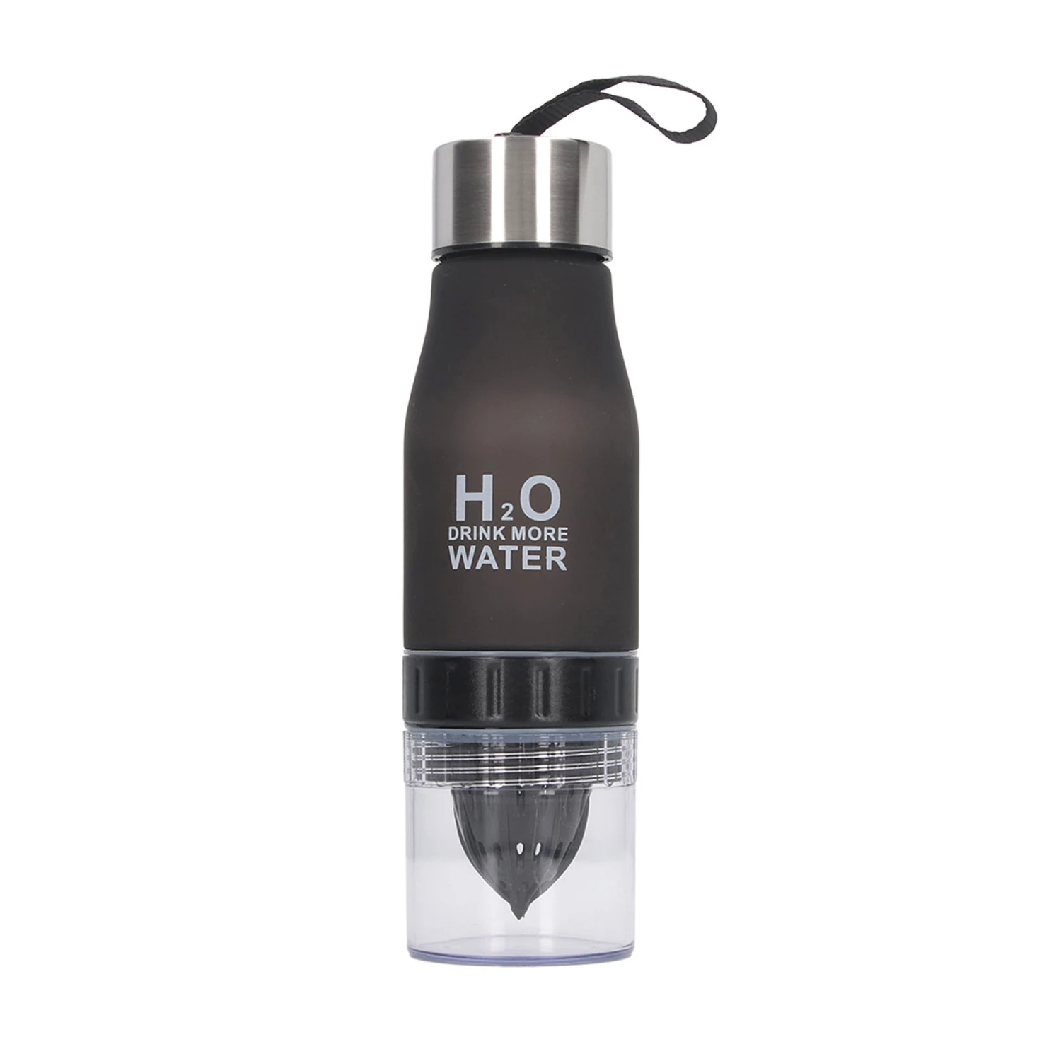 Lemon Juice Squeezer Fruit Infuser Outdoor Travel Portable Leakproof Water Bottle for Men Women 650ml Black