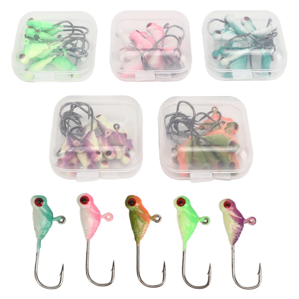 50pcs Ice Fishing Jigs Professional Portable Mixed Color Metal Ice Fishing Lures for Panfish Crappie