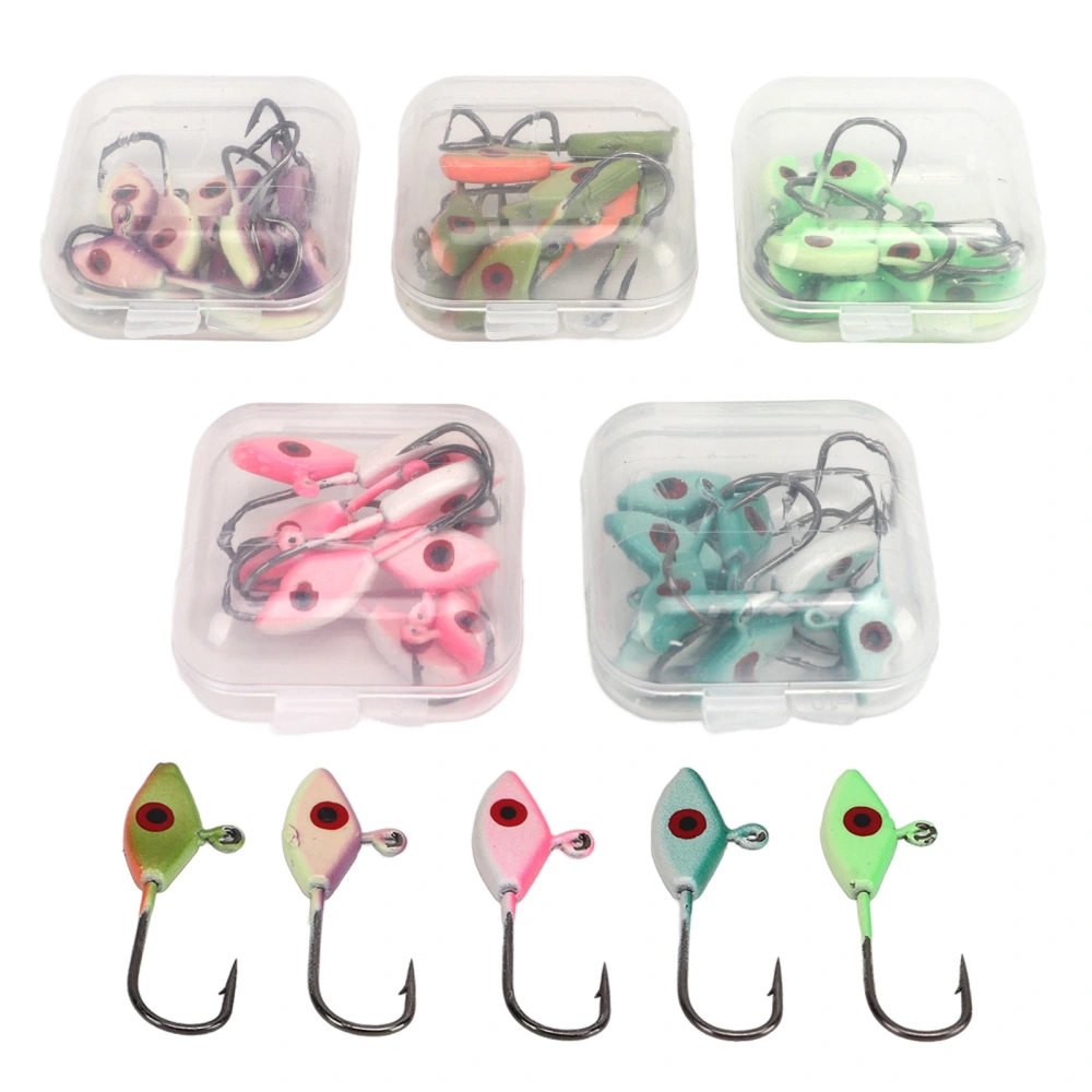 50PCS Ice Fishing Hook Sharp Tip Polished Colorful Realistic Shape Portable Ice Fishing Jigs Kit for Winter