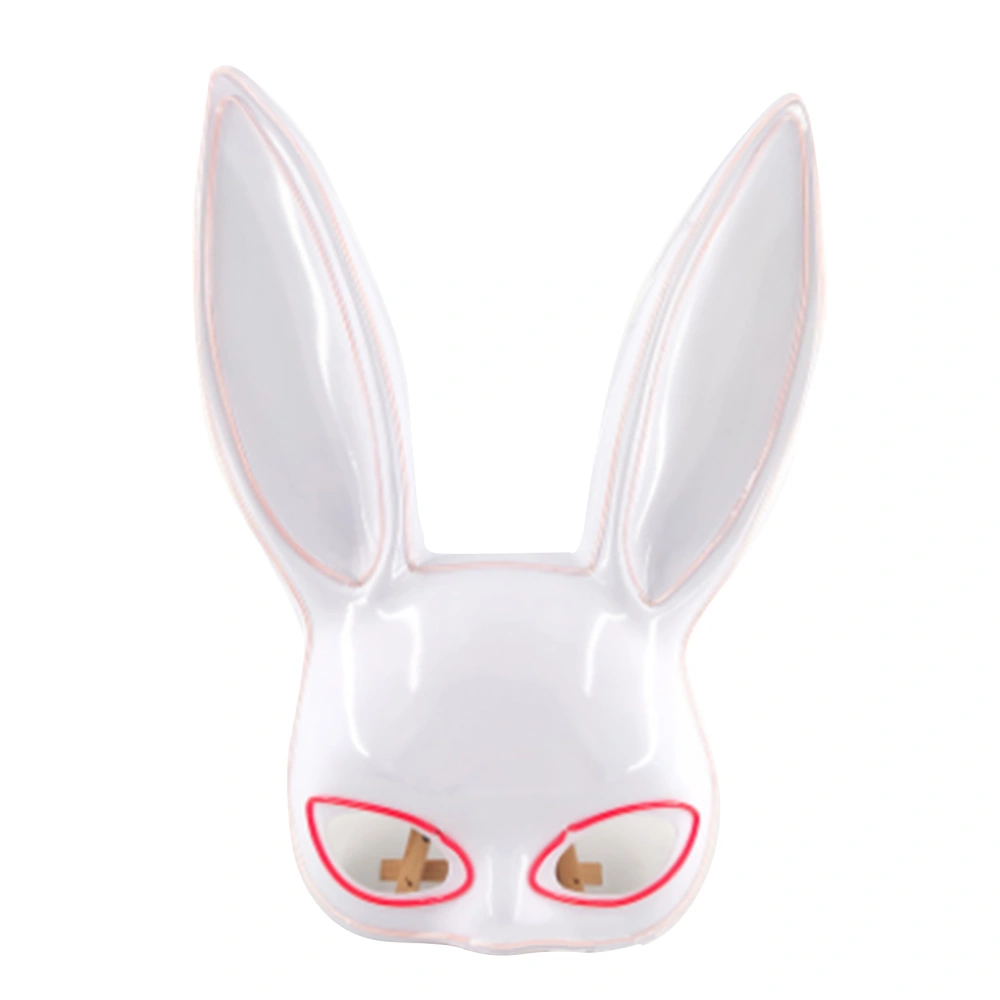 Glowing Bunny Mask Half Face Rabbit Mask Accessory for Halloween Party Supplies Pink and White Lights White