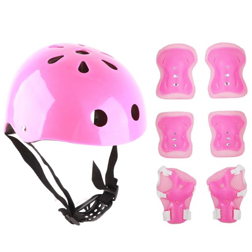 Kids Helmet Protective Gear Set Foam Elbow Knee Protector for Balance Car Scooter Roller Skating Pink