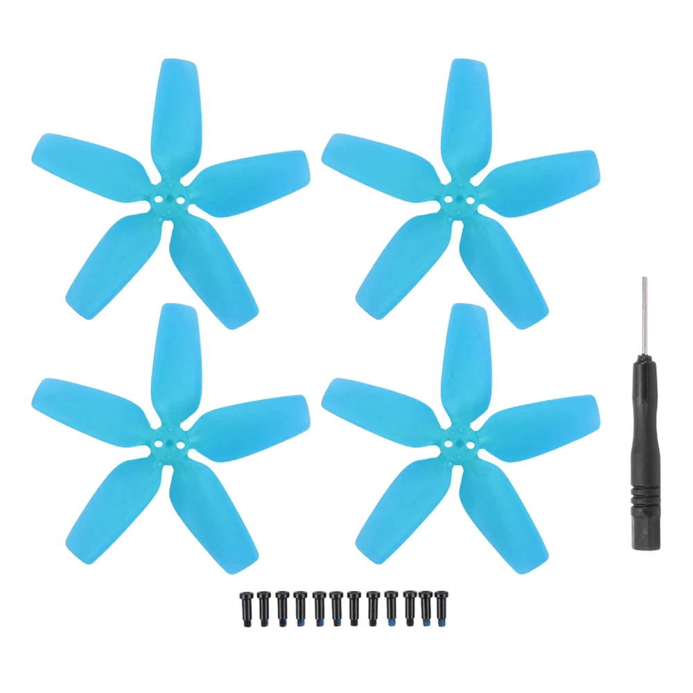 4Pcs Drone Propellers Plastic Light Weight High Stability Bright Color for Avata Propellers with Screw Screwdriver Blue