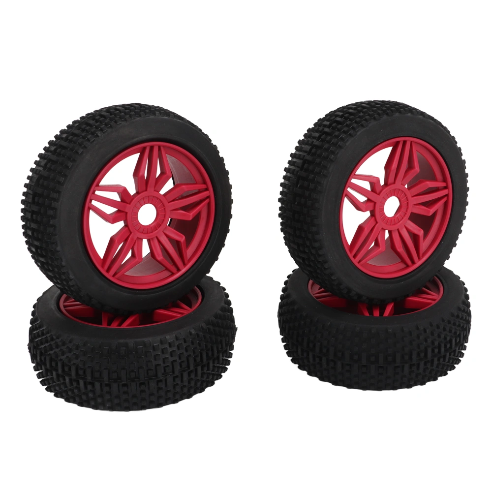 4PCS Remote Control Car Tires Stable Grip Strong Cushioning Uneven Texture Thickening Universal for 1/8 RC Car Red