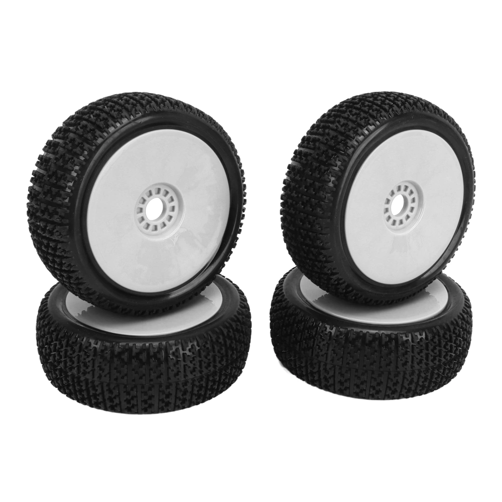 4PCs 1/8 RC Truck Tires Rubber Wheel Tires Accessory Replacement for HPI RC Off Road Vehicle White