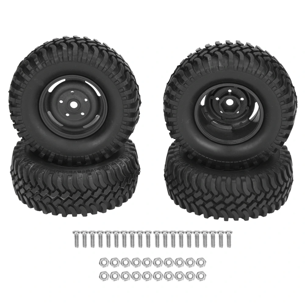 4PCS RC Wheels and Tires 1.9in Rubber Plastic 100mm Diameter Universal RC Tyre Set for Replacement Climbing Car Black