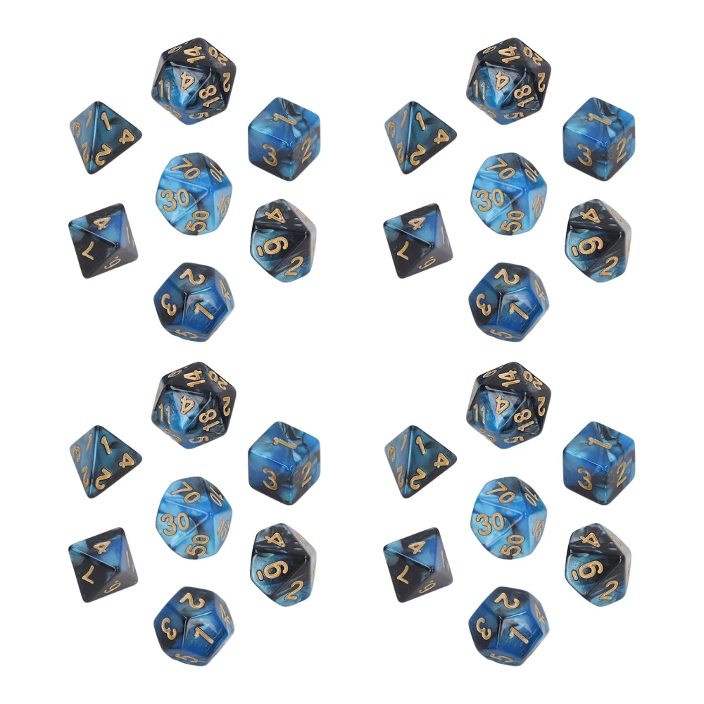 4 Set Plastic Polyhedral Dice Learning Polyhedral Dice Cubes with Clear Gold Numbers for Math Teaching Board Games Blue