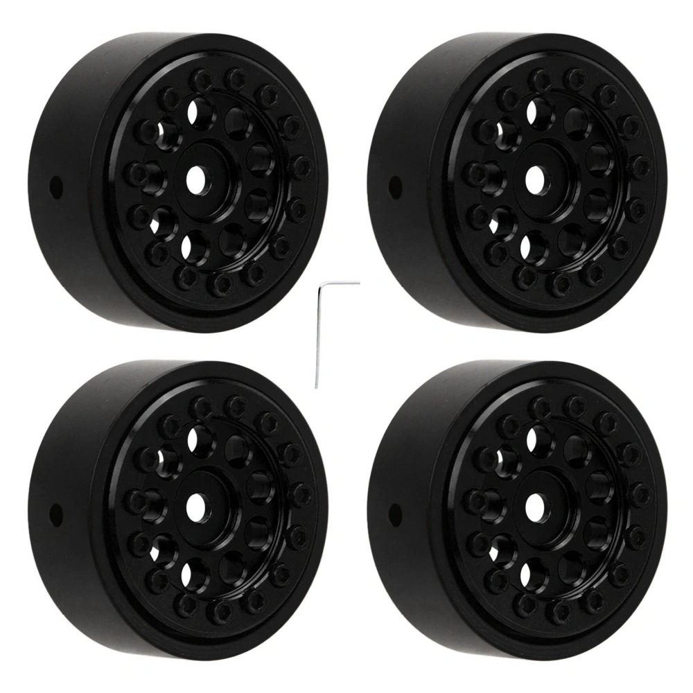 4Pcs 1.0 Inch Wheel Hub 9 Round Hole Aluminum Alloy Hub for FMS FCX24 1/24 Remote Control Climbing Car Black