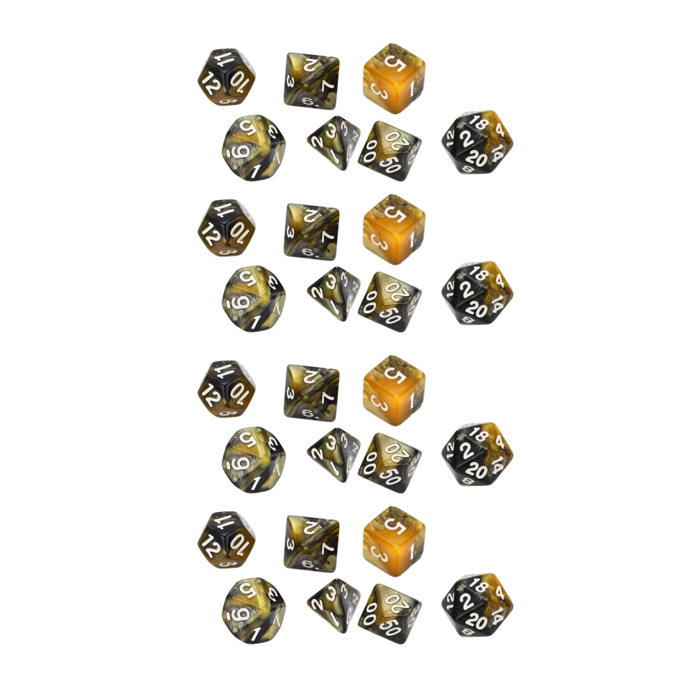 4Set Large White Number Polyhedral Dice Multifaceted Dice for Interactive Games Education Entertainment School Supplies Black Gold