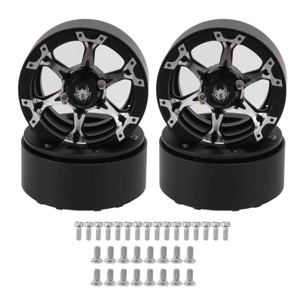 1.9in RC Beadlock Wheel Rims Reusable Stable Grip Silver Black Precise Replacement For Traxxas TRX4