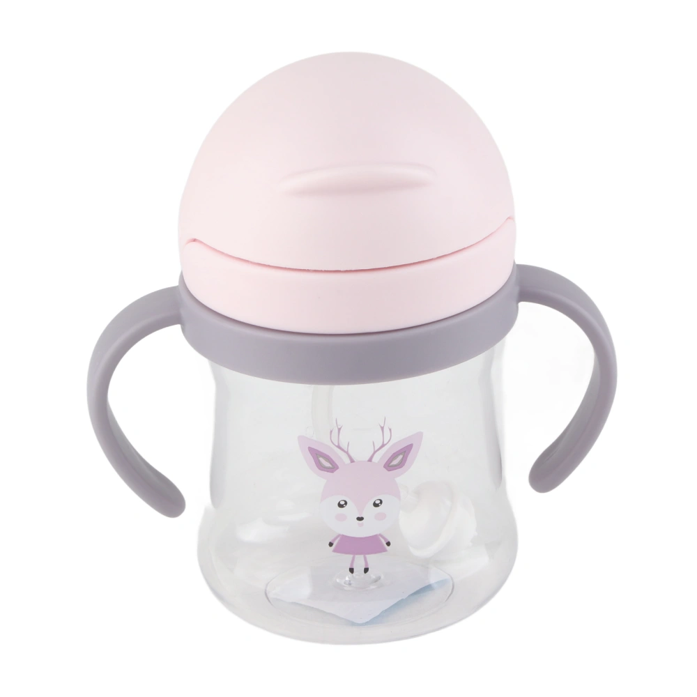 250ml Straw Cup Leak Proof Soft Spout Lovely Pattern Easy Grasp Sippy Bottle for Baby Children