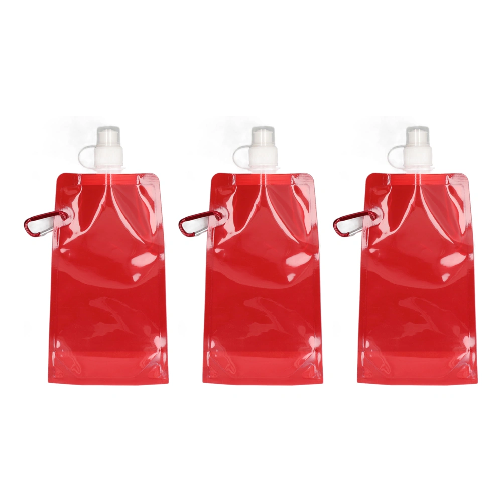 3PCS Water Container Bag PVC Outdoor Folding Water Bag for Sport Camping Riding Red