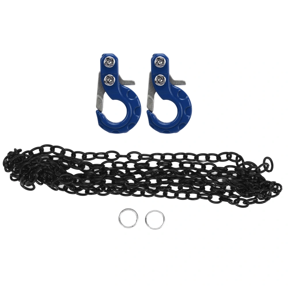 2Pcs RC Trailer Hook Aluminum Alloy Corrosion Resistant RC Trailer Chain for SCX10 1/10 Car Model Blue