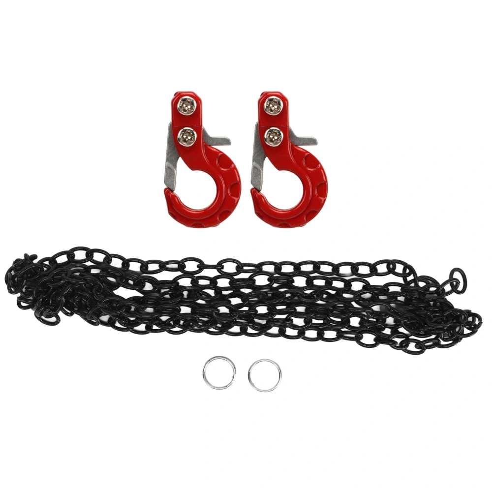 2Pcs RC Trailer Hook Aluminum Alloy Corrosion Resistant RC Trailer Chain for SCX10 1/10 Car Model Red