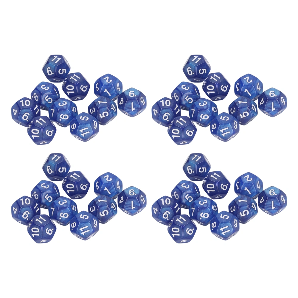 40pcs Polyhedral Dice Clear Numbers Waterproof Prevent Oxidation 12 Sided Dice Set for Game Teaching Blue