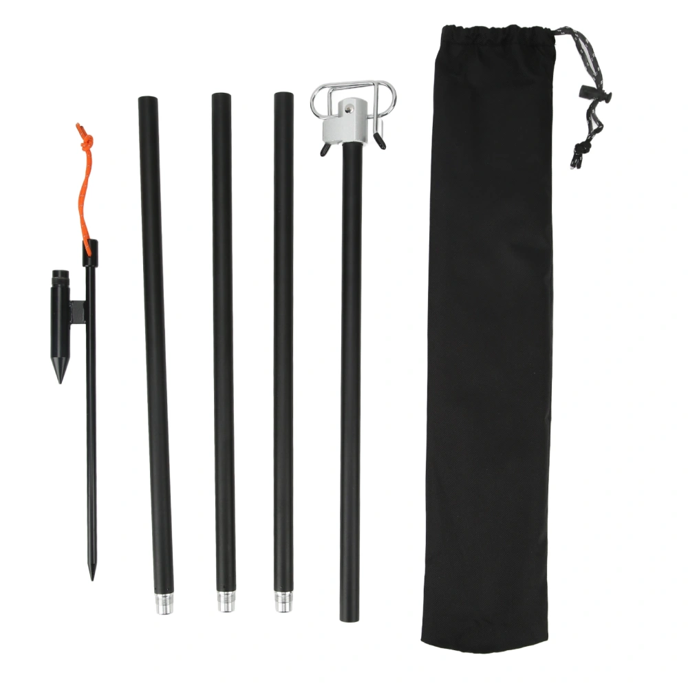 Light Hanging Pole with Foldable Double Hooks Ground Spike Light Stand for Outdoor Camping