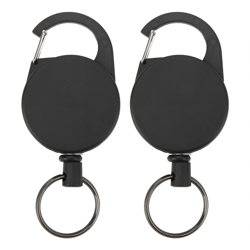 2 Pcs Retractable Key Holder High Rebound Stainless Steel Wire Anti Lost Retractable Badge Reel Keychain