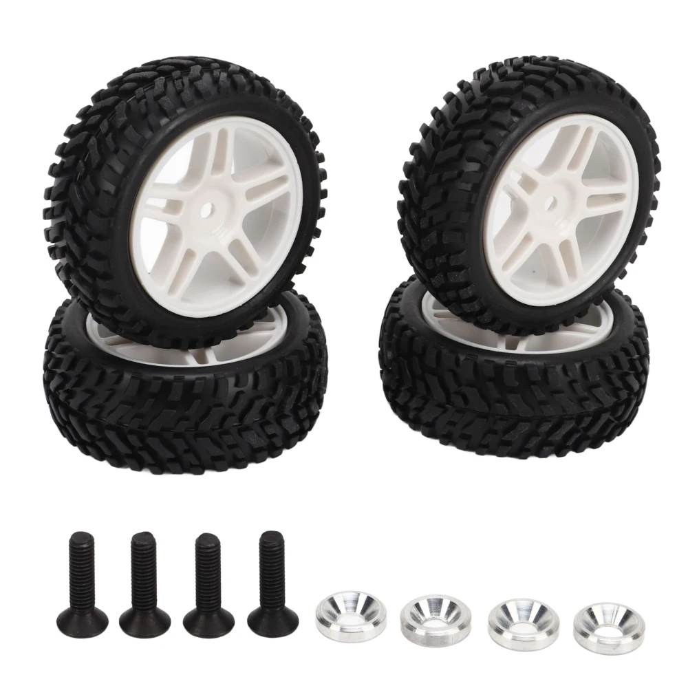 4Pcs 1/16 Scale RC Car Tires White RC Tires for 1/16 Remote Control Car AXI31594W