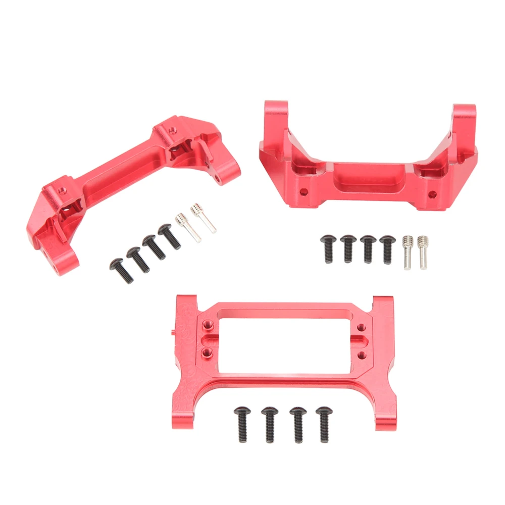 RC Front Rear Bumper Mount Servo Mount Set Aluminum Alloy Bumper Mount Servo Mount for Traxxas 1/10 RC Crawler Car Red