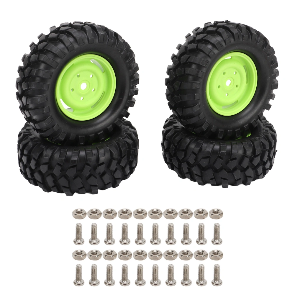 4PCS RC Wheel Tires Rubber Tyre Replacement for Climbing Vehicle Off Road Car 96MM Diameter Green