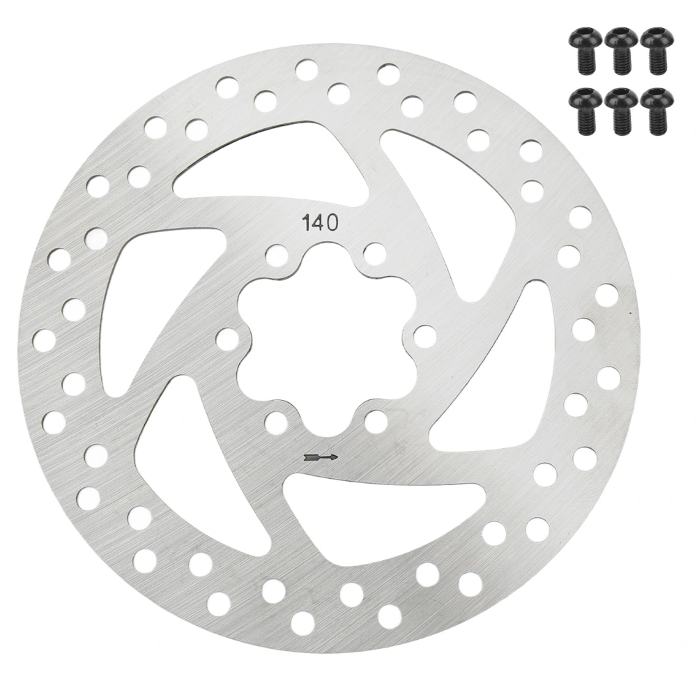 140mm Electric Scooter Brake Disk Stainless Steel 6 Hole Brake Disc with 6 Screws for Electric Scooter Modification