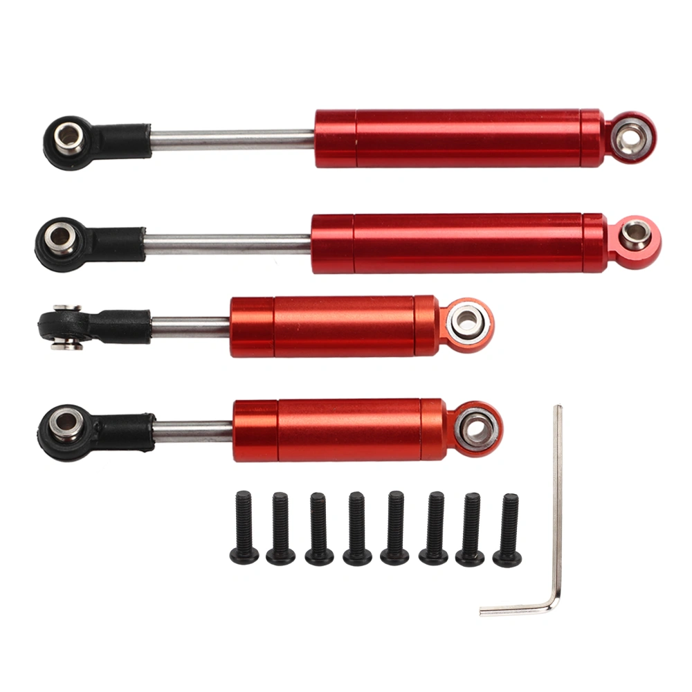 RC Front Rear Shock Absorbers Aluminum Alloy Steel High Elastic Spring CNC Easy Replaceable RC Parts for Axial 1/18 Red