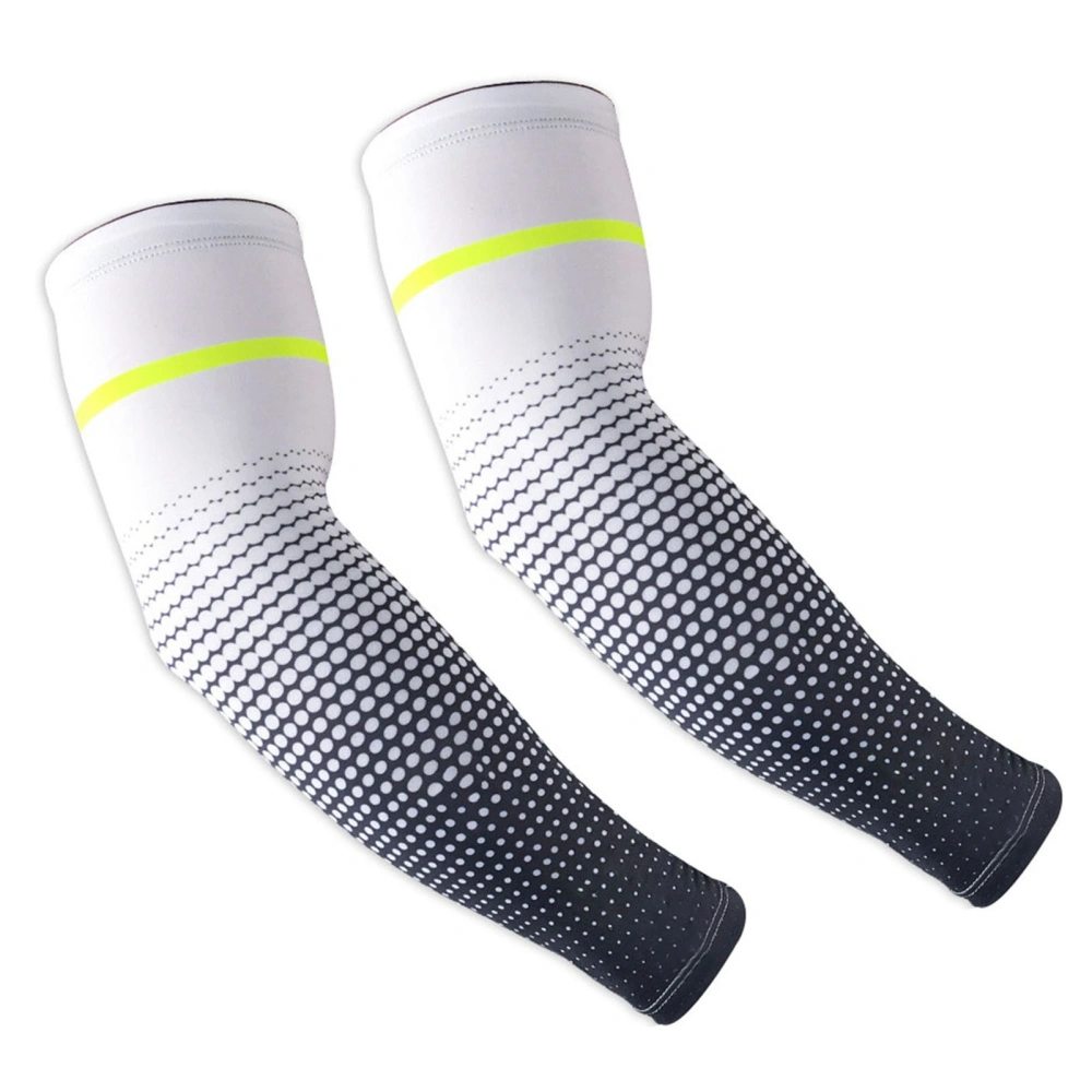 One Pair Sports Sleeve Lightweight Breathable Unisex Ice Silk Compression Arm Sleeve for Cycling Sun Protection White L