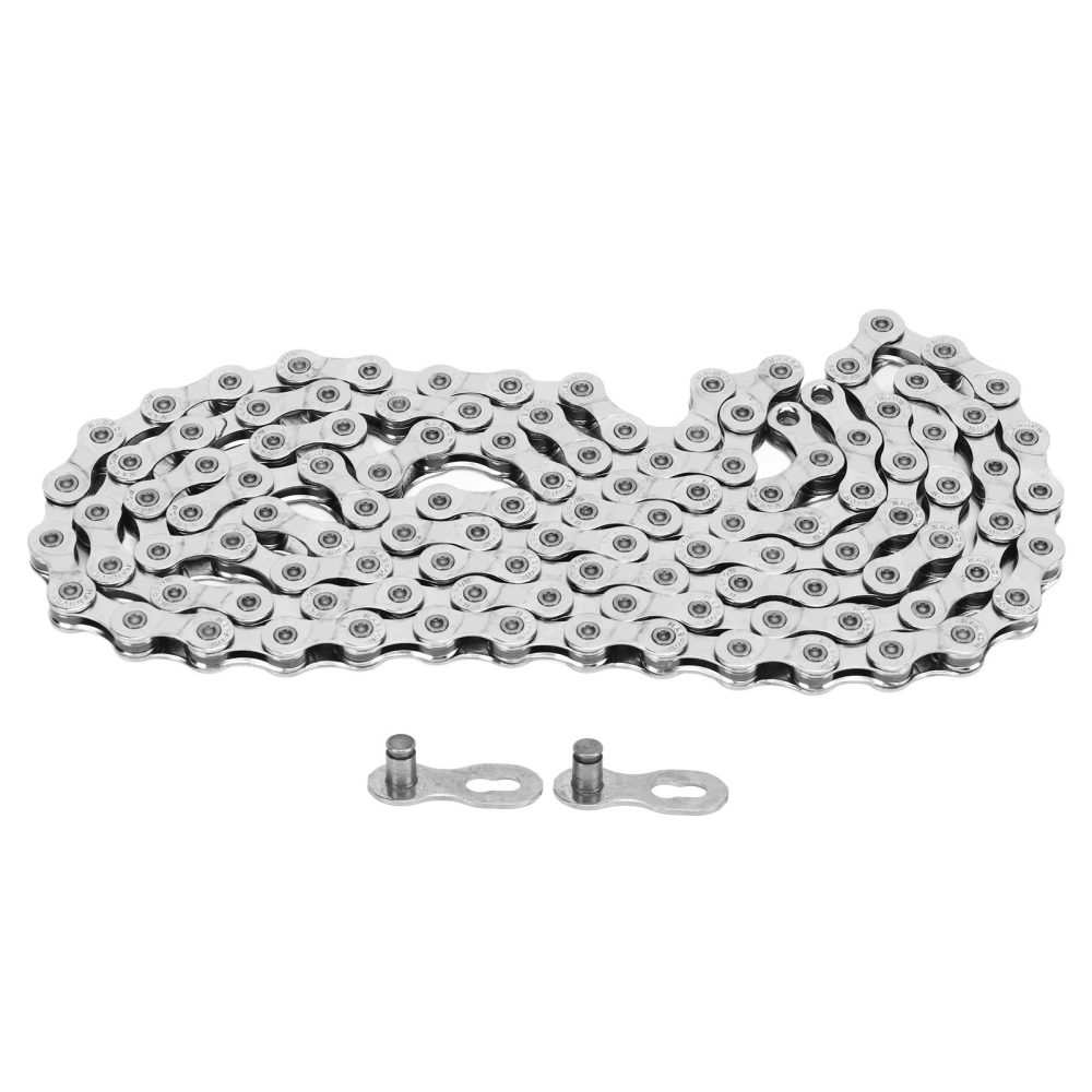 9 Speed Bicycle Chain Hollowed Carbon Steel Mountain Road Bike Chain Replacement for Outdoor Cycling Silver