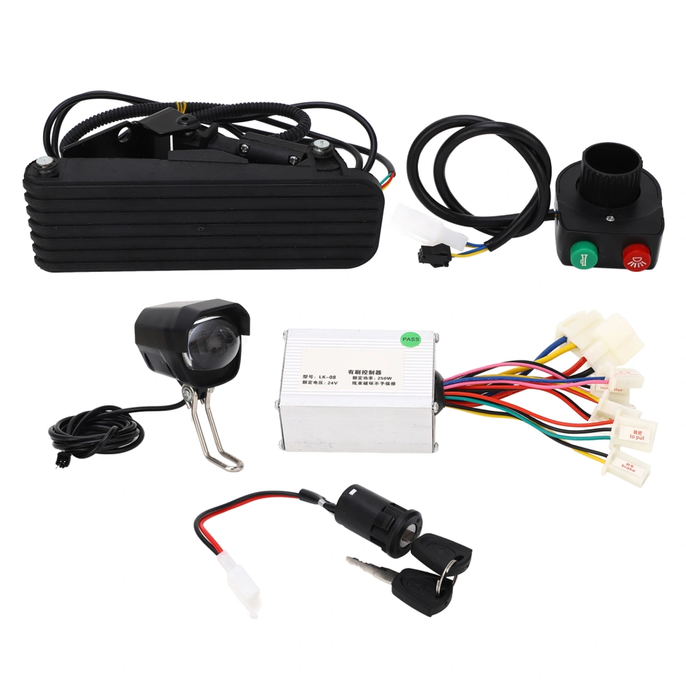 24V 250W Motor Brushed Controller Lithium Electric Bike Foot Pedal Throttle Headlight Speed Controller Kit