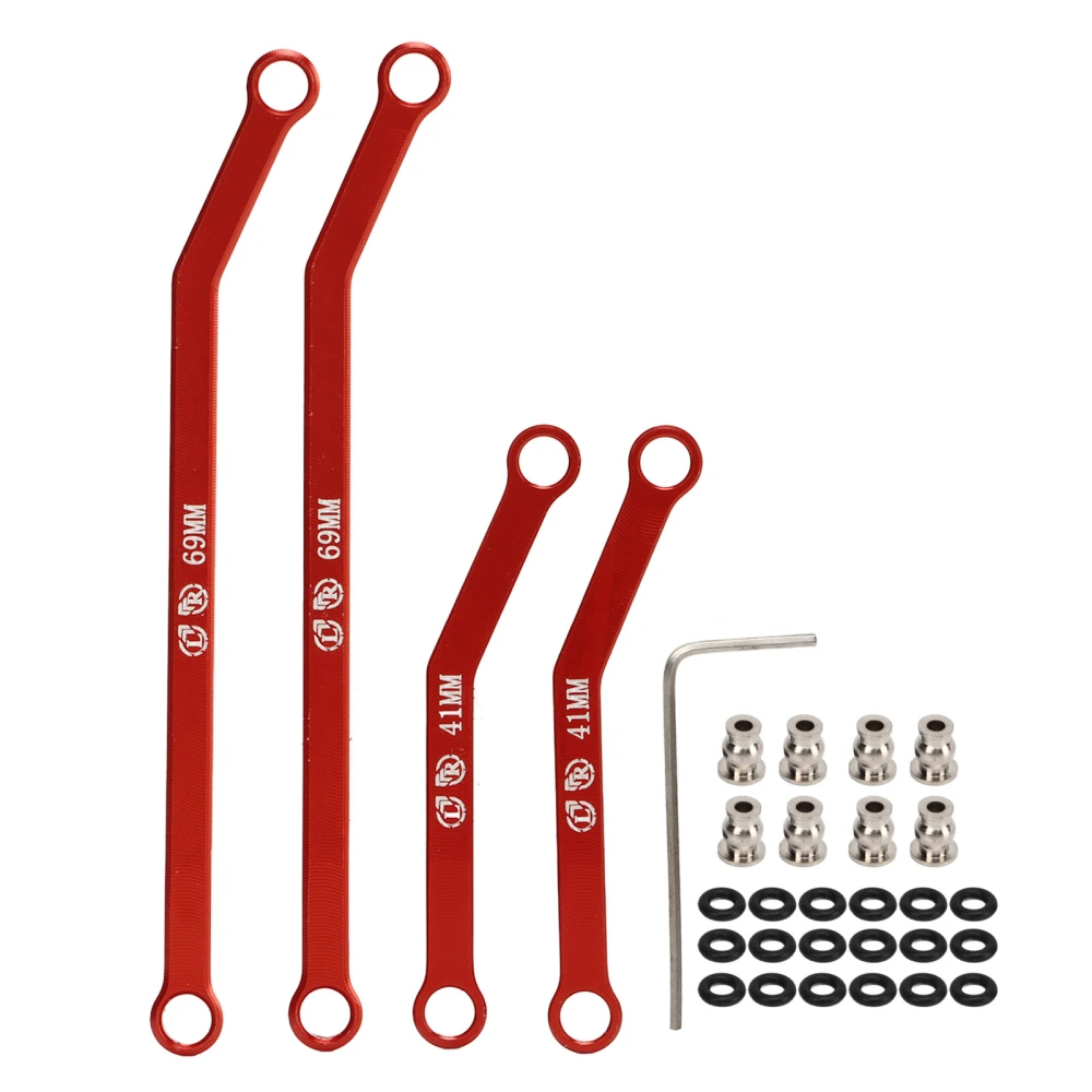 High Clearance RC Chassis Links Set for AXIAL SCX24 1/24 RC Crawler Car Aluminium Alloy RC Steering Links Pull Rods Red