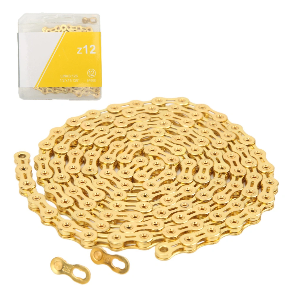 12 Speed Bicycle Chain Full Hollow Alloy Steel 12 Speed Chain for Mountain Road Bike Gold