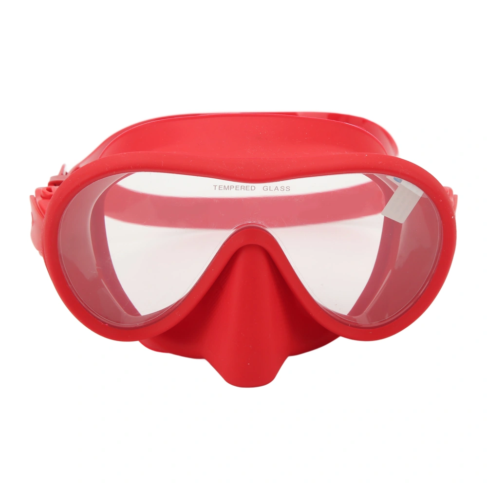 Scuba Diving Goggles Anti Fog Tempered Glass Snorkeling Dive Mask with Silicone Strap Foldable Panoramic View Swim Goggles Red