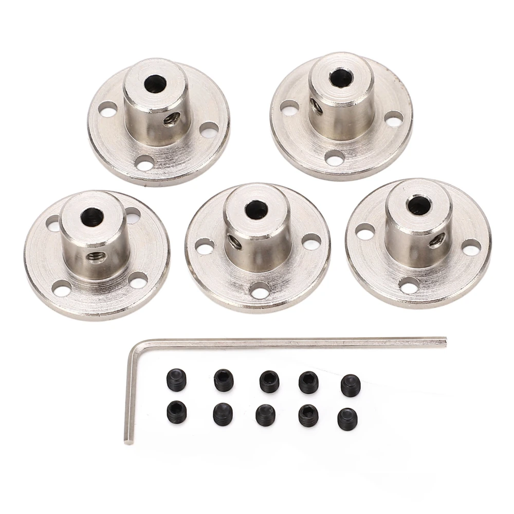 5pcs Flange Coupling Connector Professional Stainless Steel 3mm Inner Diameter Rigid Flange Shaft Coupling