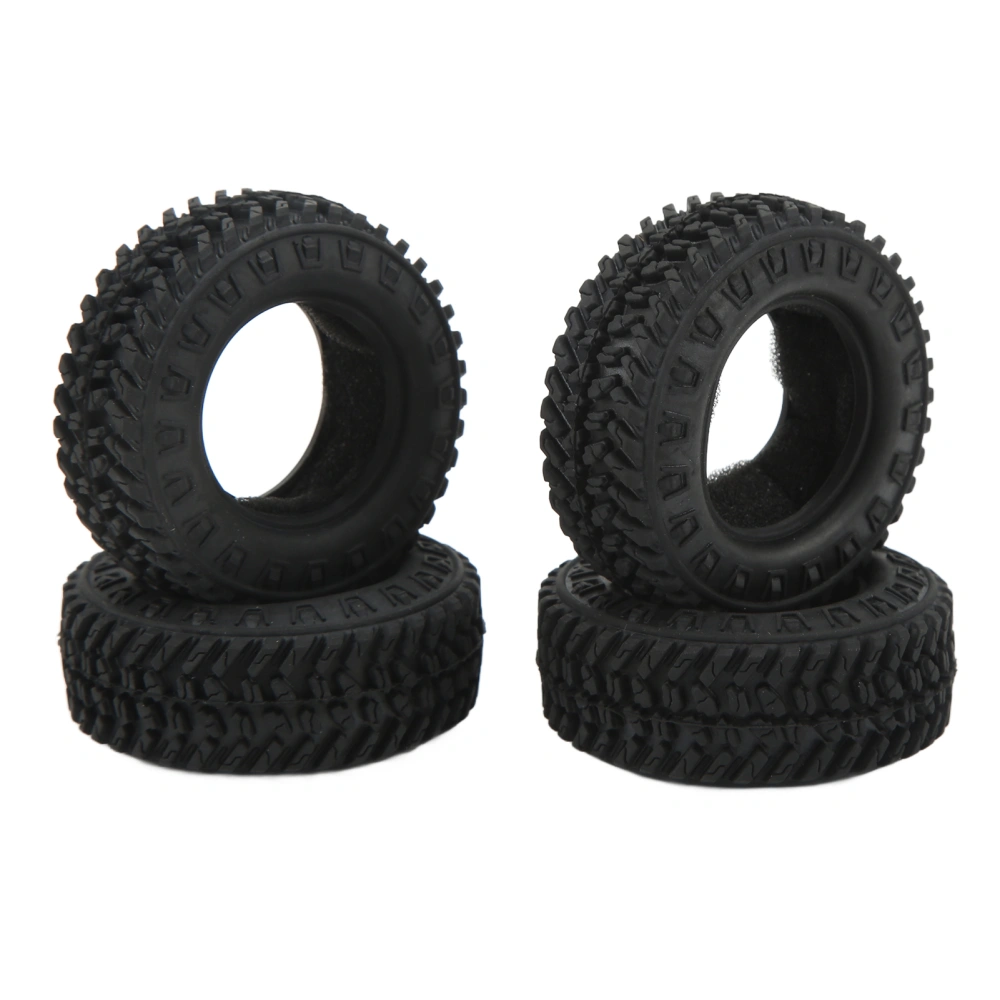 4PCS 1.25in RC Crawler Mud Tires Rubber RC Car Wheel Tires Set for FMS FCX24 for Axial SCX24 1/24 RC Crawler Car Black