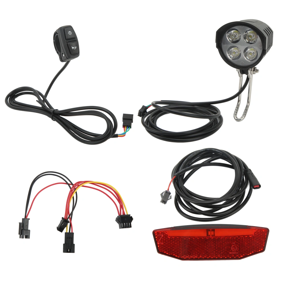 Electric Bicycle Front Rear Light Set Electric Bike Headlight Tail Light Kit with Connection Wires and Controller