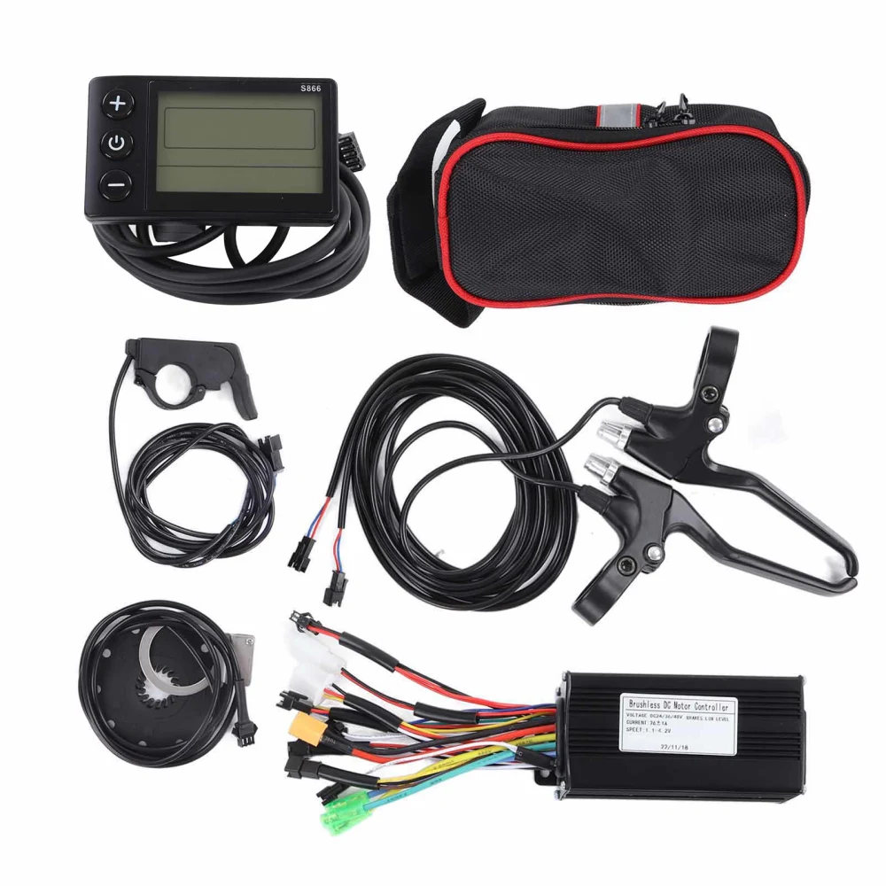 Electric Bicycle Conversion Kit 26A 3 Mode Controller S866 Panel Thumb Throttle and Brake Handle for 500W to 750W Motor