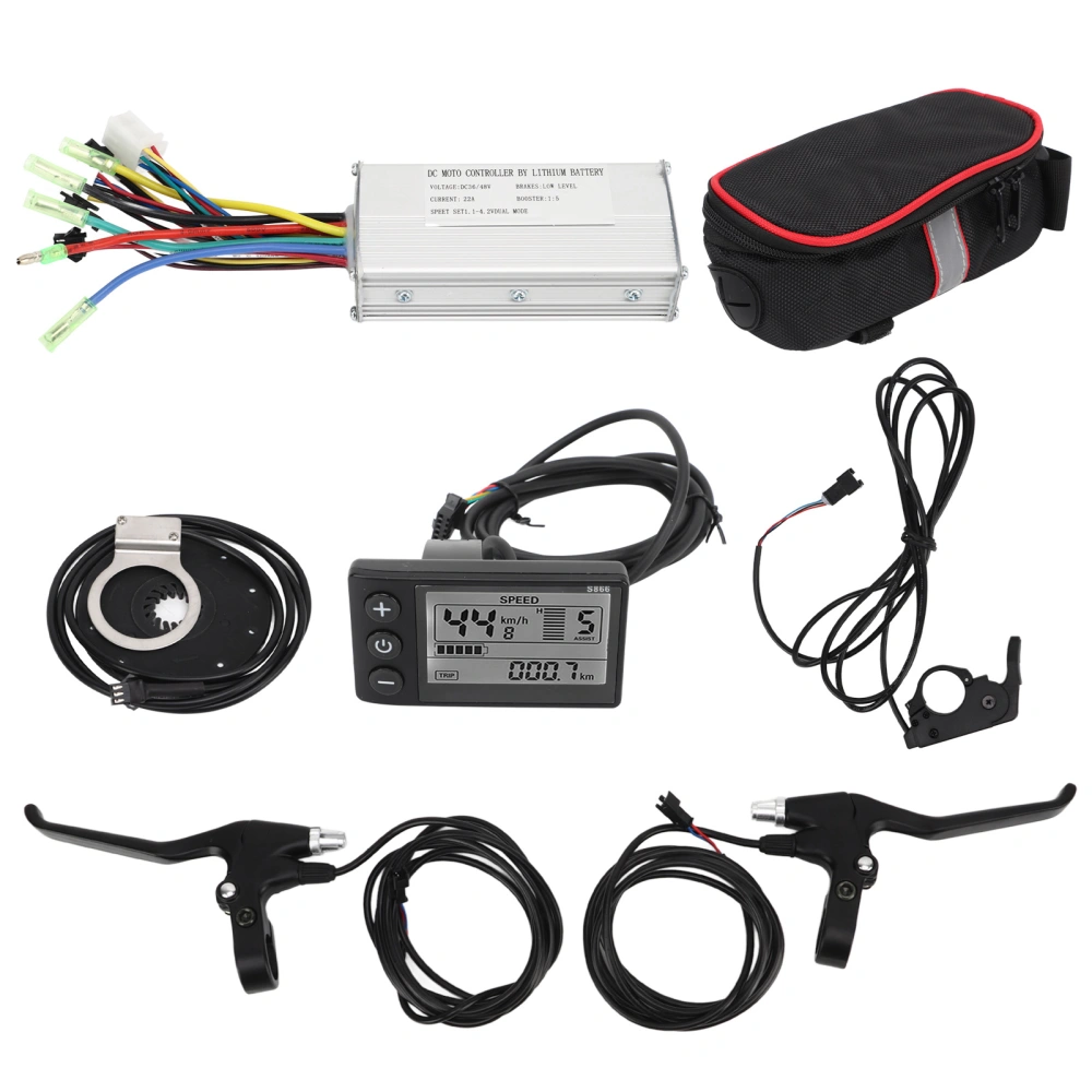 500W 22A DC 36V 48V Electric Bike Controller S866 Display Meter Thumb Throttle Brake Handle Set