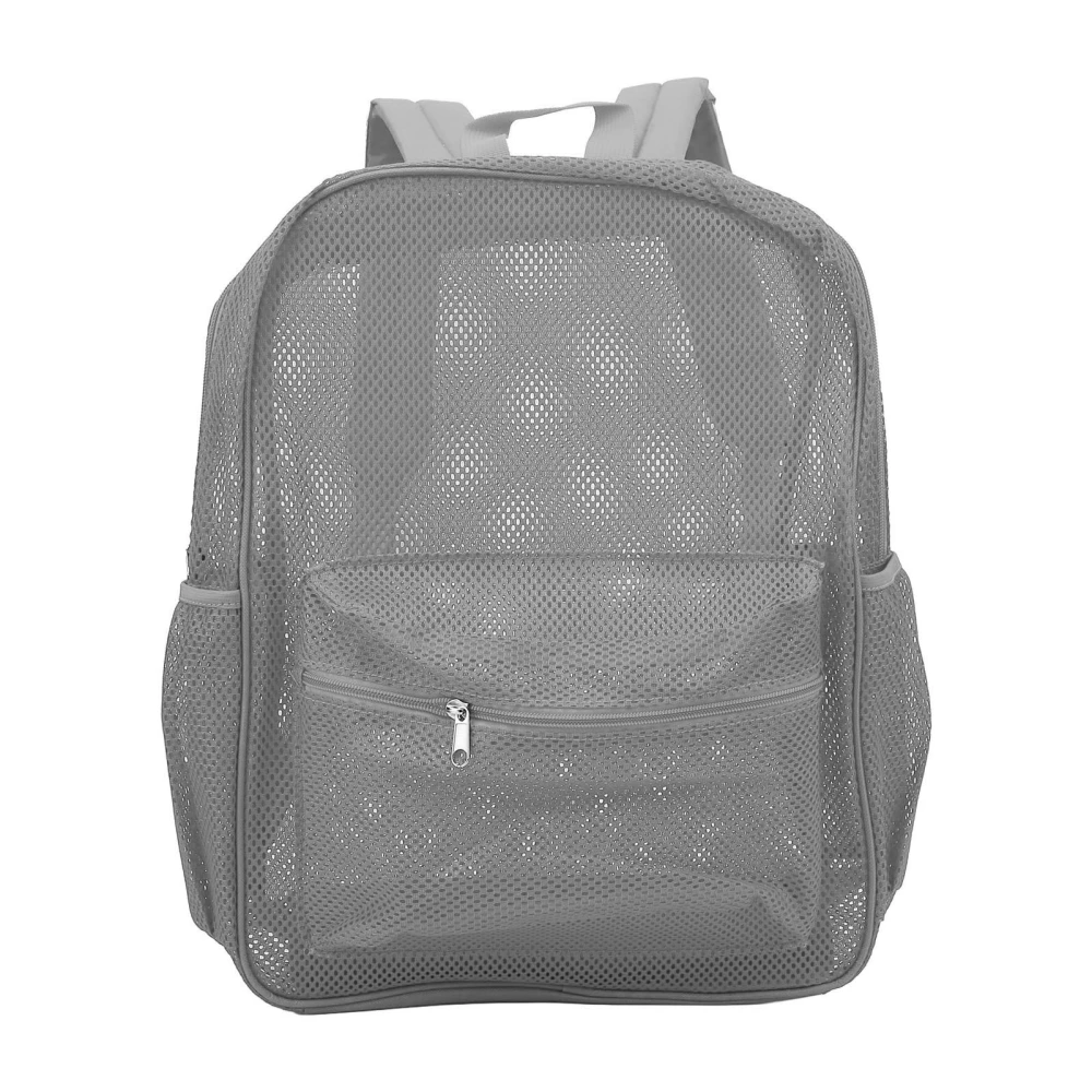 Mesh Backpack Heavy Duty Lightweight Large Capacity Washable See Through Backpack for Swimming Beach Sports Gray