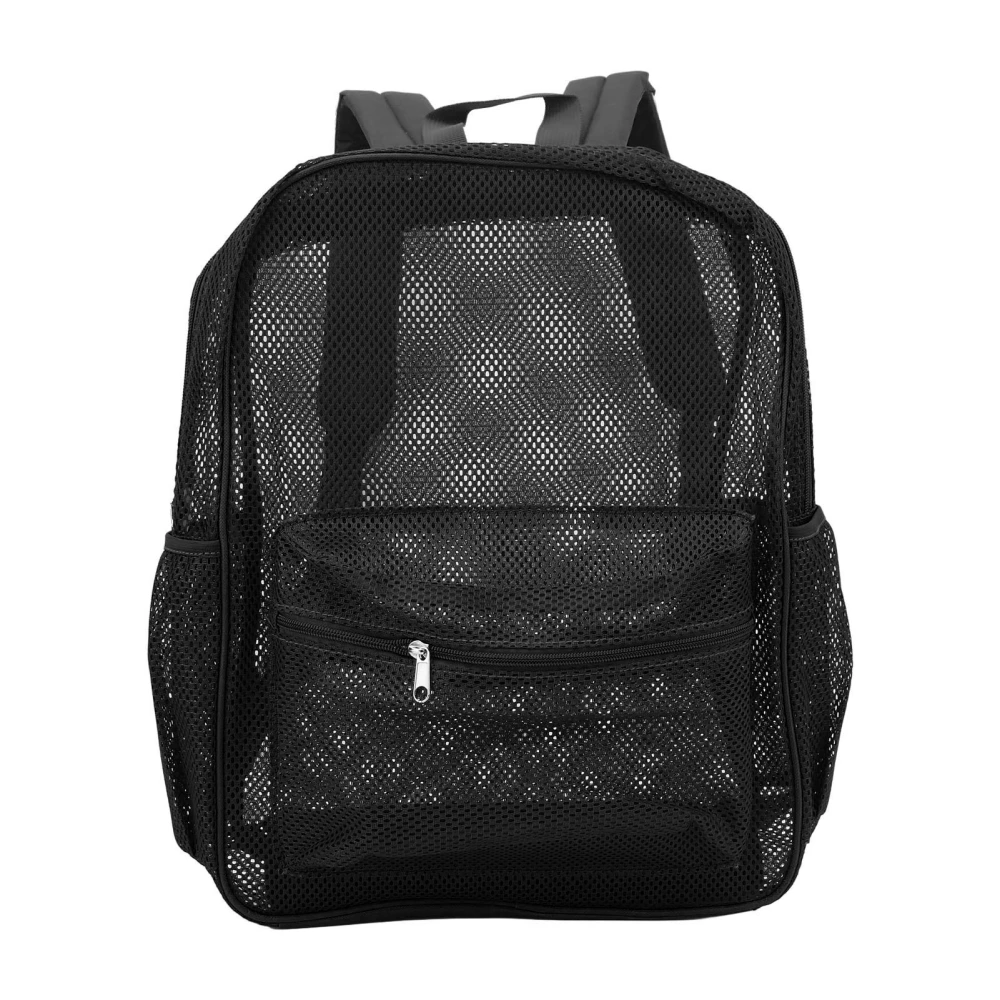 Mesh Backpack Heavy Duty Lightweight Large Capacity Washable See Through Backpack for Swimming Beach Sports Black