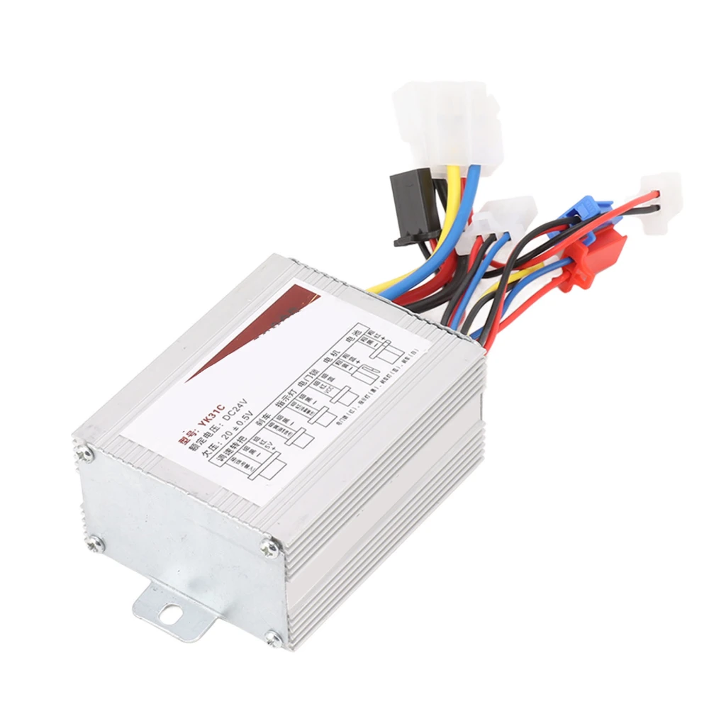 Electric Bike Brush Controller 24V 350W Multi Protection Aluminum Alloy Motor Speed Controller Box for Electric Tricycles