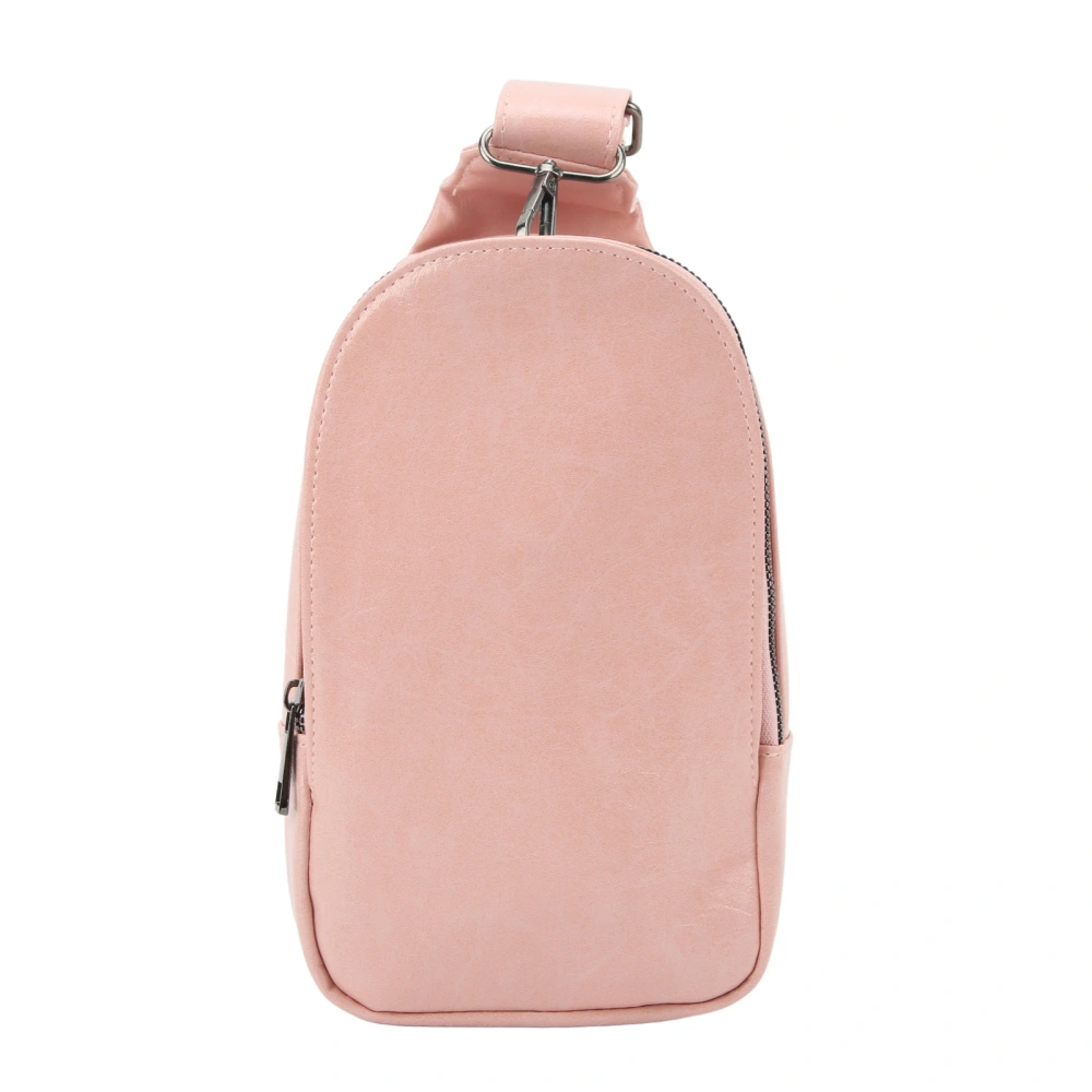 PU Leather Sling Bag Single Strap Shoulder Bag for Outdoor Hiking Shopping Sports Pink